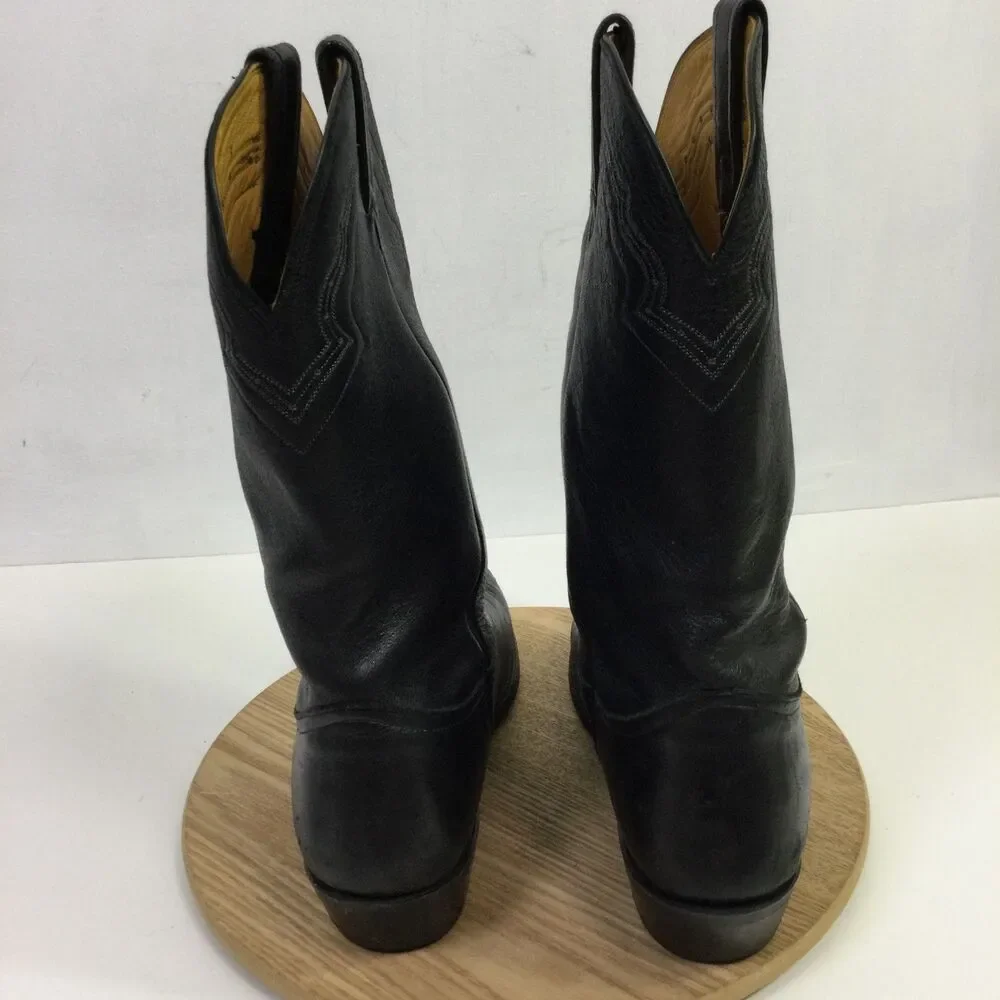 Nocona Mens Leather Western Cowboy Boots Pull-On Mid-Calf Black Size 12D